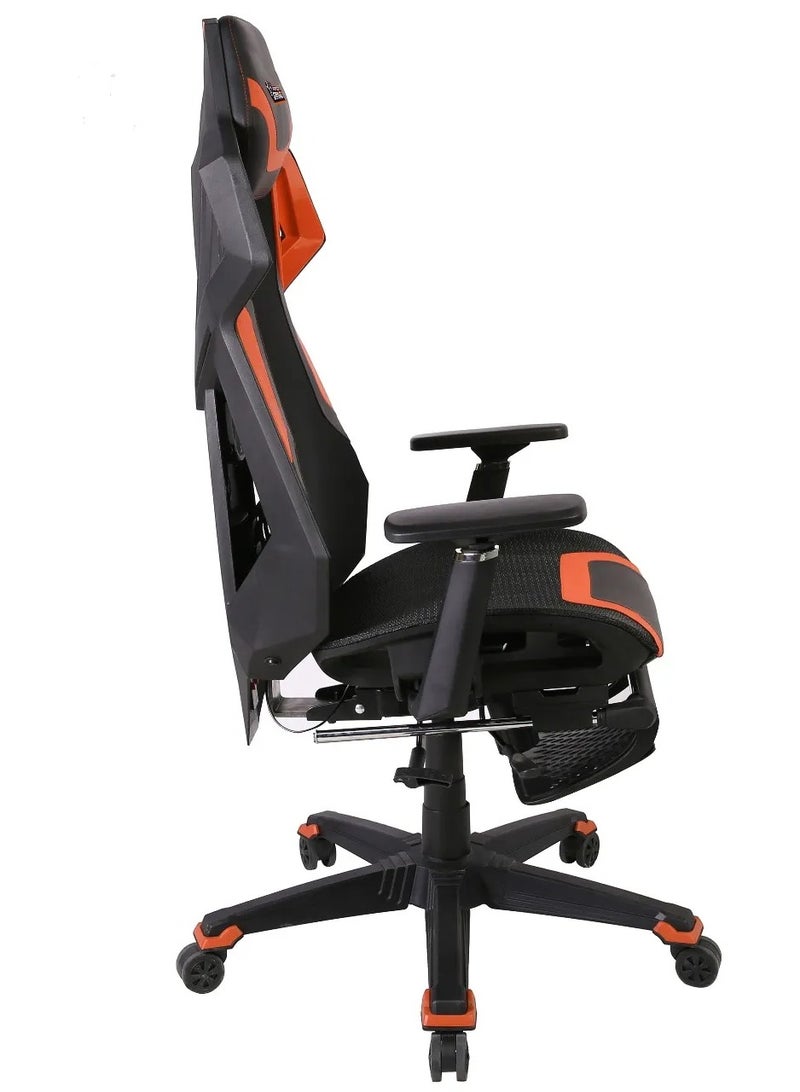 بورودو كرسي ألعاب مريح مع مساند ذراع قابلة للتعديل ثلاثية الأبعاد / مكبرات صوت مدمجة / إضاءة RGB ومسند قدم مدمج / مقعد مريح من الإسفنج المصبوب - أسود/برتقالي - Image 3