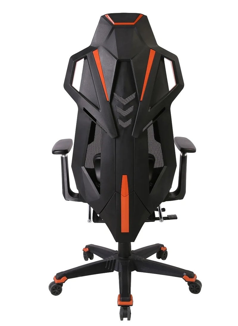 بورودو كرسي ألعاب مريح مع مساند ذراع قابلة للتعديل ثلاثية الأبعاد / مكبرات صوت مدمجة / إضاءة RGB ومسند قدم مدمج / مقعد مريح من الإسفنج المصبوب - أسود/برتقالي - Image 2