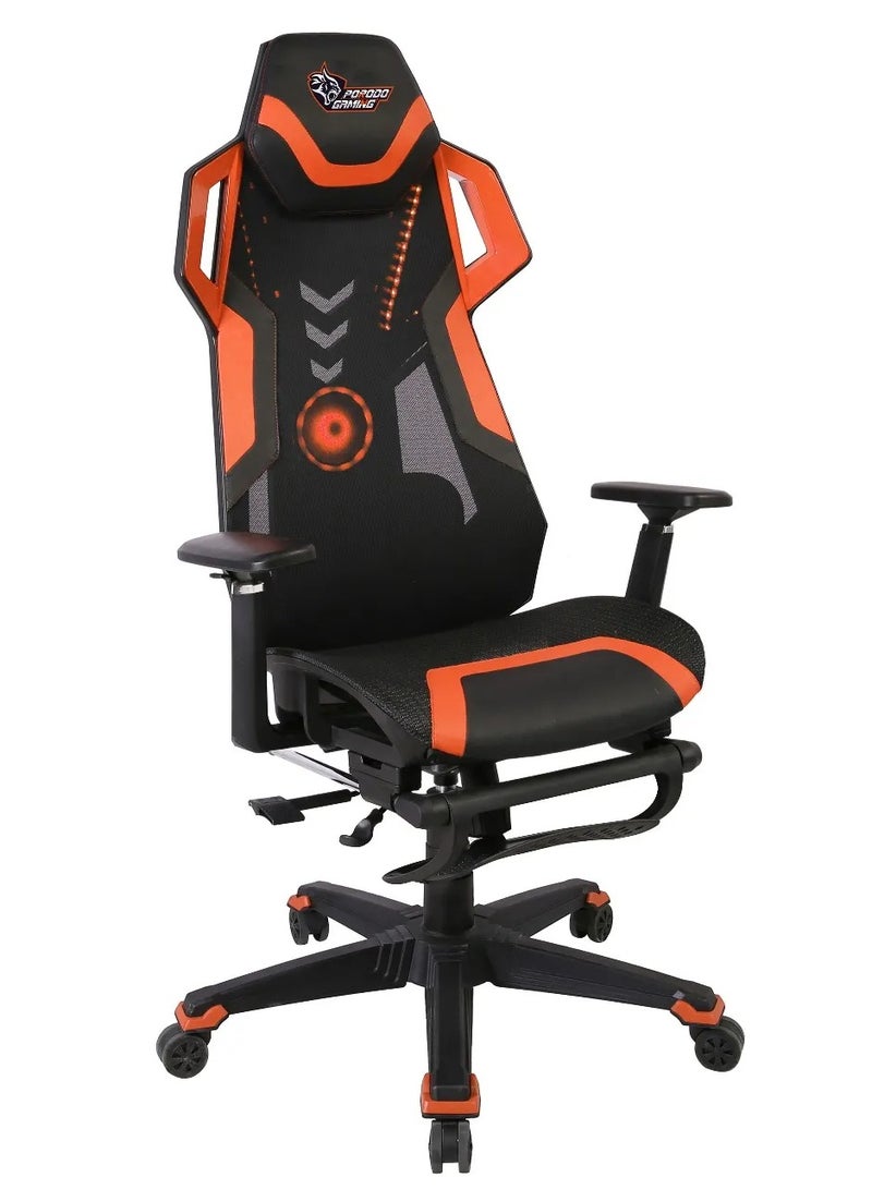 بورودو كرسي ألعاب مريح مع مساند ذراع قابلة للتعديل ثلاثية الأبعاد / مكبرات صوت مدمجة / إضاءة RGB ومسند قدم مدمج / مقعد مريح من الإسفنج المصبوب - أسود/برتقالي - Image 4