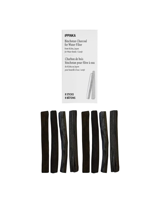 IPPINKA Binchotan Charcoal from Kishu, Japan - Water Purifying Sticks for Great-Tasting Water, 8 Sticks - Each Stick Filters Personal-Sized Water Bottle - Image 1