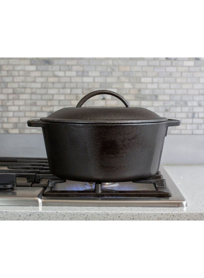 LODGE 5 Qt Vb123  Black  L8Dol3   5 Quart Cast Iron Dutch Oven. Pre-Seasoned Pot With Lid And Dual Loop Handle  Black  - Image 3