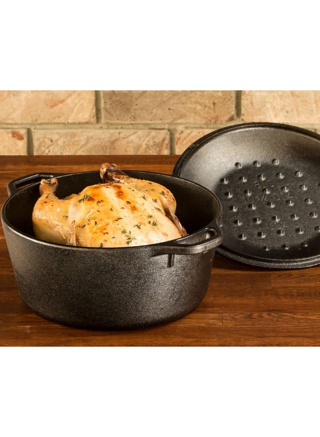 LODGE 5 Qt Vb123  Black  L8Dol3   5 Quart Cast Iron Dutch Oven. Pre-Seasoned Pot With Lid And Dual Loop Handle  Black  - Image 4