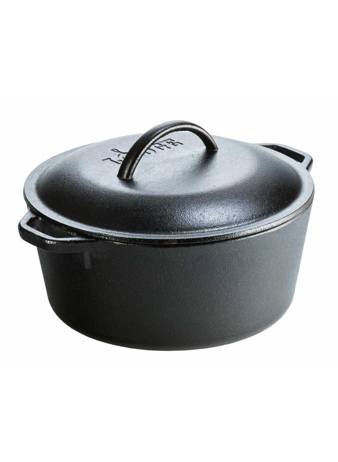 LODGE 5 Qt Vb123  Black  L8Dol3   5 Quart Cast Iron Dutch Oven. Pre-Seasoned Pot With Lid And Dual Loop Handle  Black  - Image 1