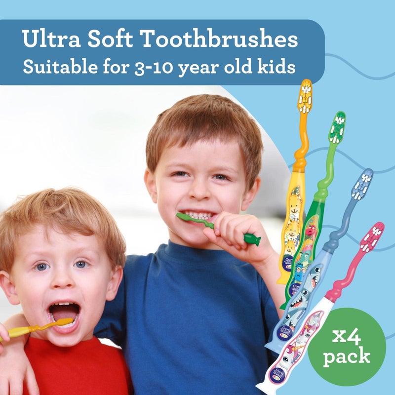 GuruNanda Kids Toothbrush with Suction Cup & Fun Animal Designs - Soft Bristles for Healthy Gums- Non-Slippery & Mess-Free Toothbrush, 3+ Age- 4 Count - Image 3