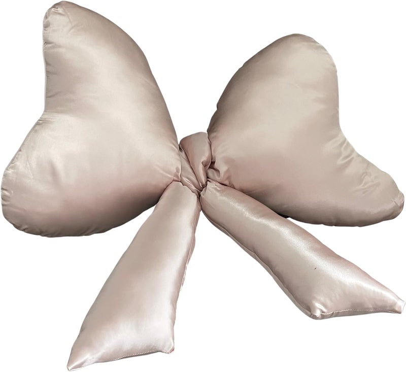 Luxape Bow Pillow - Big Bow Throw Pillow - Bow Shaped Pillow - Silky Satin - Coquette Decor - Bow Room Decor - Pink Bow Pillow - Bow Nursery Decor - Pink Room Decor (Ballet Pink) - Image 1