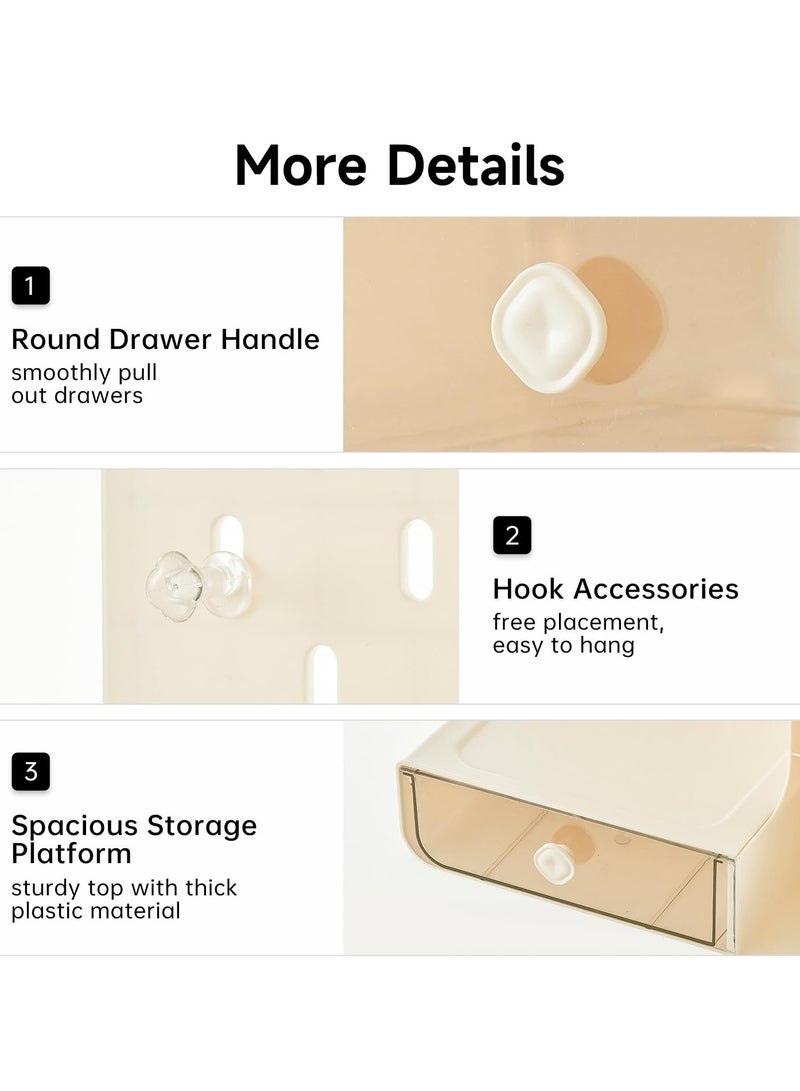 لوحة تعليق للمكتب، تنظيم أدوات مكتبية، لوحة تعليق لتنظيم سطح المكتب لغرفة الدراسة والمكتب، ملحقات تخزين قائمة بدون مثقاب (بيج، HC-1001) - Image 4