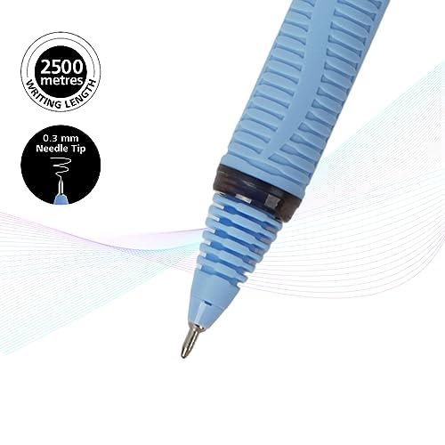 Luxor Schneider, One Hybrid Roller Ball Pen, Pack of 2, 0.3 mm Needle Tip, Ink Colour - Black, 2500 metres writing length, Cap off Time 2-3 days - Image 2