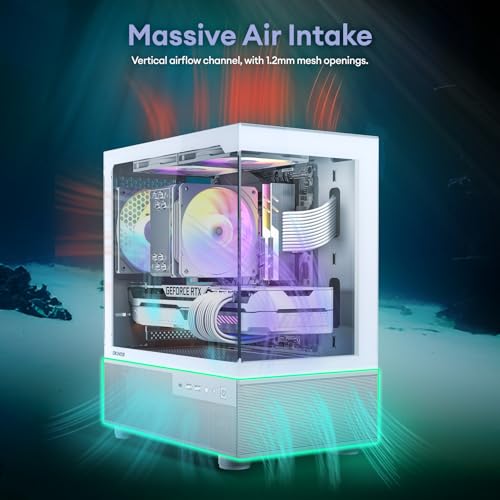 Okinos Aqua 3, Micro ATX Case, MATX PC Case with 3 X 120mm 3-Pin ARGB Fan Pre-Installed, Panoramic View Tempered Glass Front & Side Panel, with Type C Port, Black - Image 3
