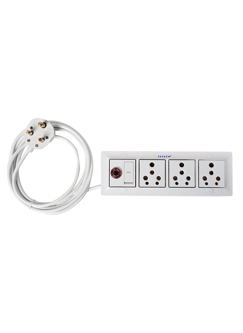 TELVER Telver Extension Board16 Amp Porcelain Big Socket with 20 Amp Porcelain Switch with Round Indicator 15Sqmm Pure Copper Heavy Duty Wire Big Size 3 Pin Top Plug for Heavy Appliance 5 Meter Cord  - Image 4