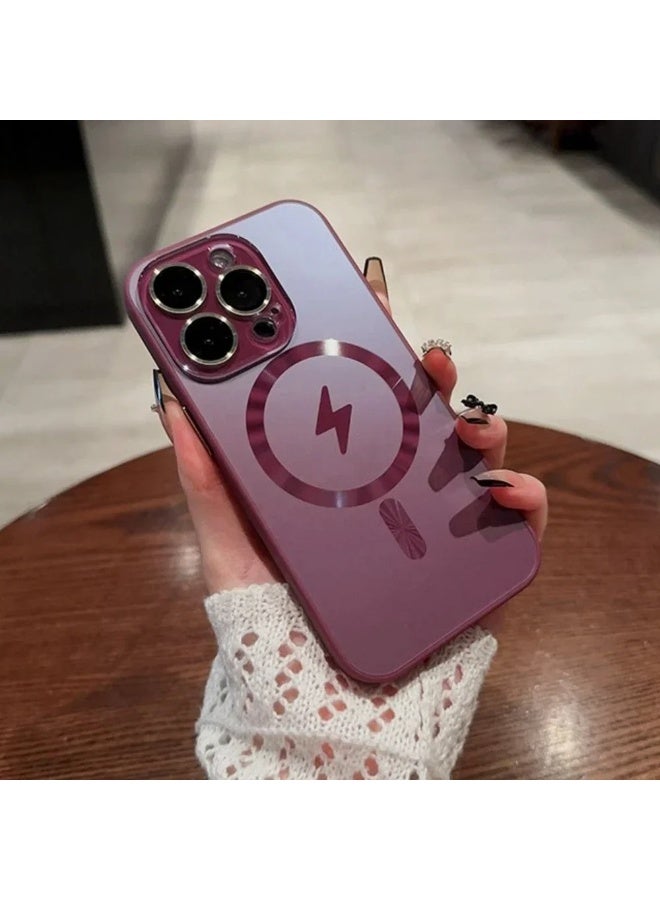 Compatible with Magnetic for iPhone 14 Pro Max Case, Built-in Camera Lens Protector, Compatible with MagSafe, Slim AG Matte Phone Case [Military-Grade Protection] Silicone Cover, Plum - Image 1