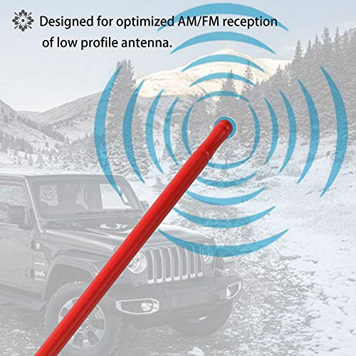JeCar 13 Inch Reflex Short Antenna Replacement for JK JL JT Accessories Metal ABS Antenna Designed for Optimized FM/AM Reception for Jeep Wrangler JT JK JL Unlimited Sport Rubicon Sahara 2007-2019 Red - Image 5