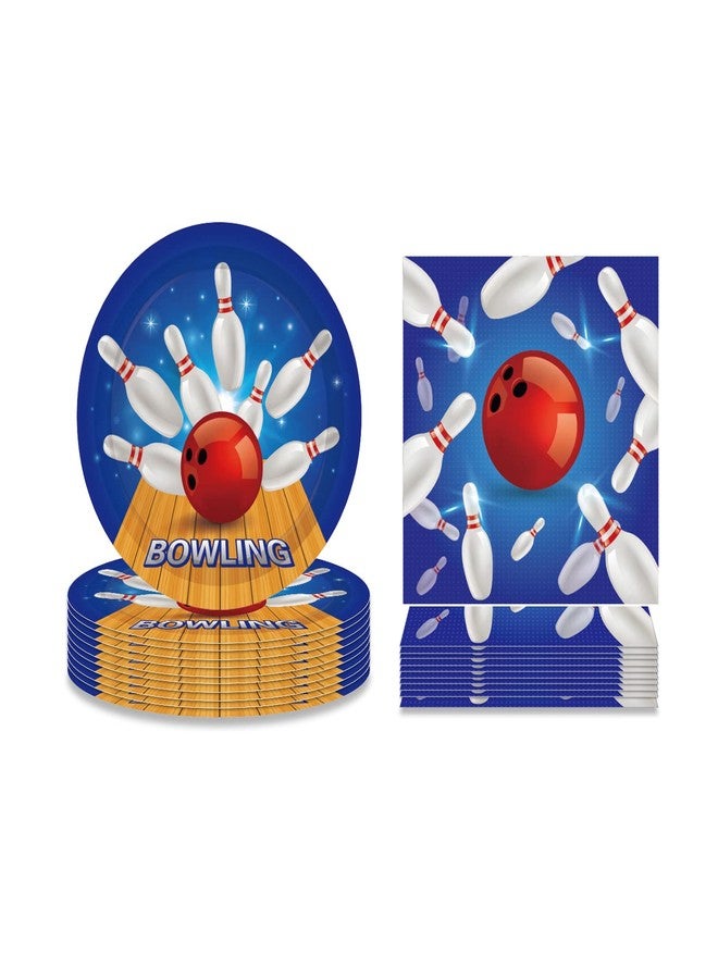 Lide Road Bowling Party Plates and Napkins Serves 24 Gusets 64 Pcs Bowling Theme Party Supplies Bowling Party Paper Plates, Bowling Party Napkins for Bowling Birthday Party Supplies Sports Theme Party Pack - Image 2