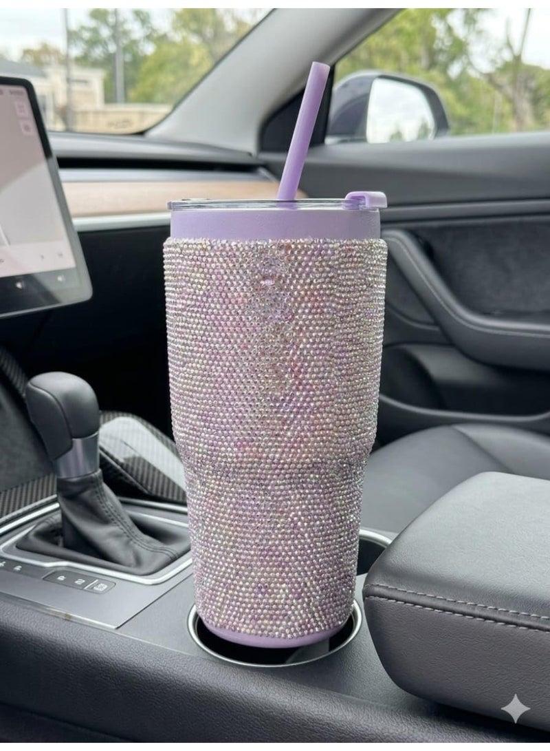 Hope Rhinestone Tumbler with Straw - 20oz Insulated Stainless Steel Bling Travel Mug - Sparkling Purple Crystal Water Bottle for Women, Gift for Bridesmaid, Birthday, or Party - Image 1