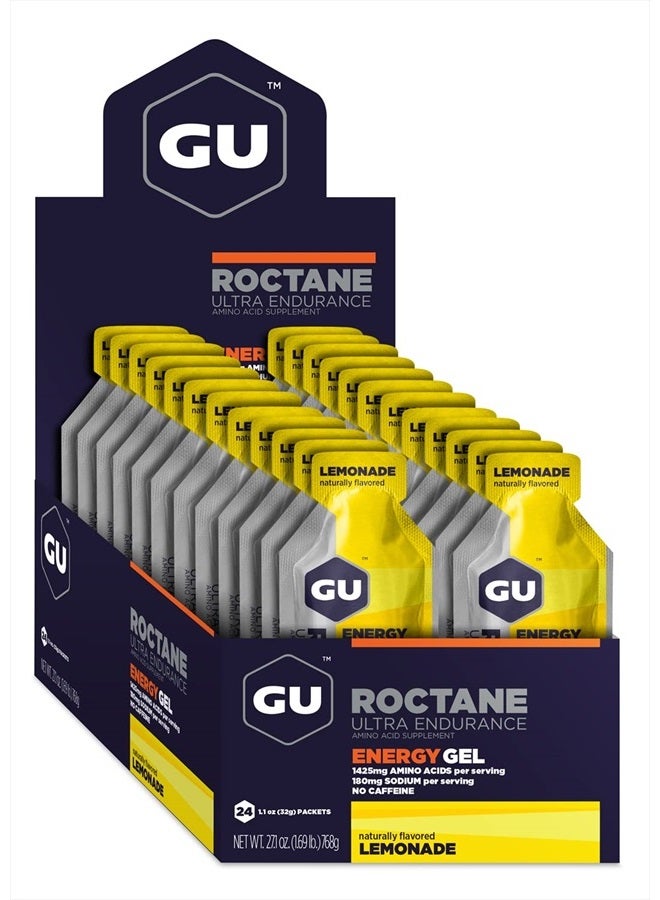 GU Energy Roctane Ultra Endurance Energy Gel, Vegan, Gluten-Free, Kosher, and Dairy-Free On-The-Go Sports Nutrition for Running, Biking, Hiking or Skiing, 24-Count, Lemonade - Image 2