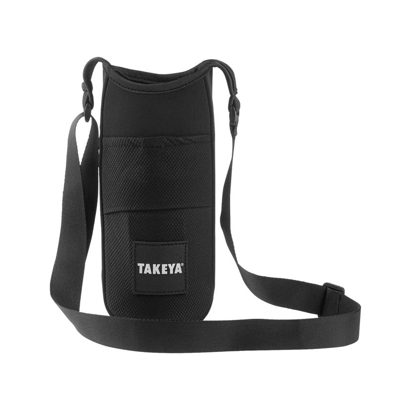 Takeya Hydrotex Easy Grip Bottle Sling Water Bottle Carrier with Strap Pockets Bag Fits 32 oz 40 oz Bottles Great for Pickleball Tennis Courts Durable Bottle Bag with Carabiners
