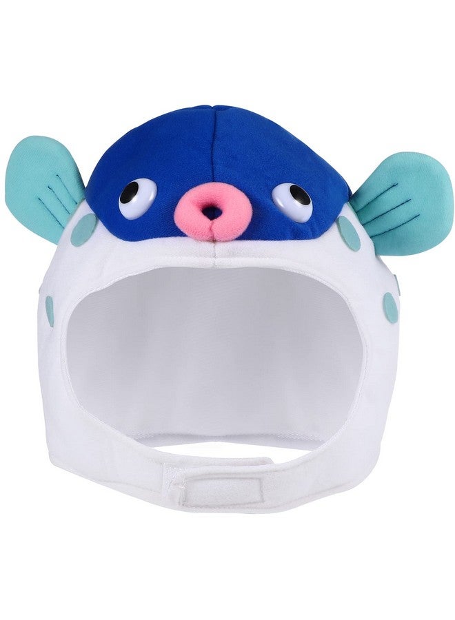 Amosfun Party Costume Hat Puffer Fish Shape Cap Plush Animal Cosplay Headwear Photo Prop For Carnival Festival Blue - Image 1