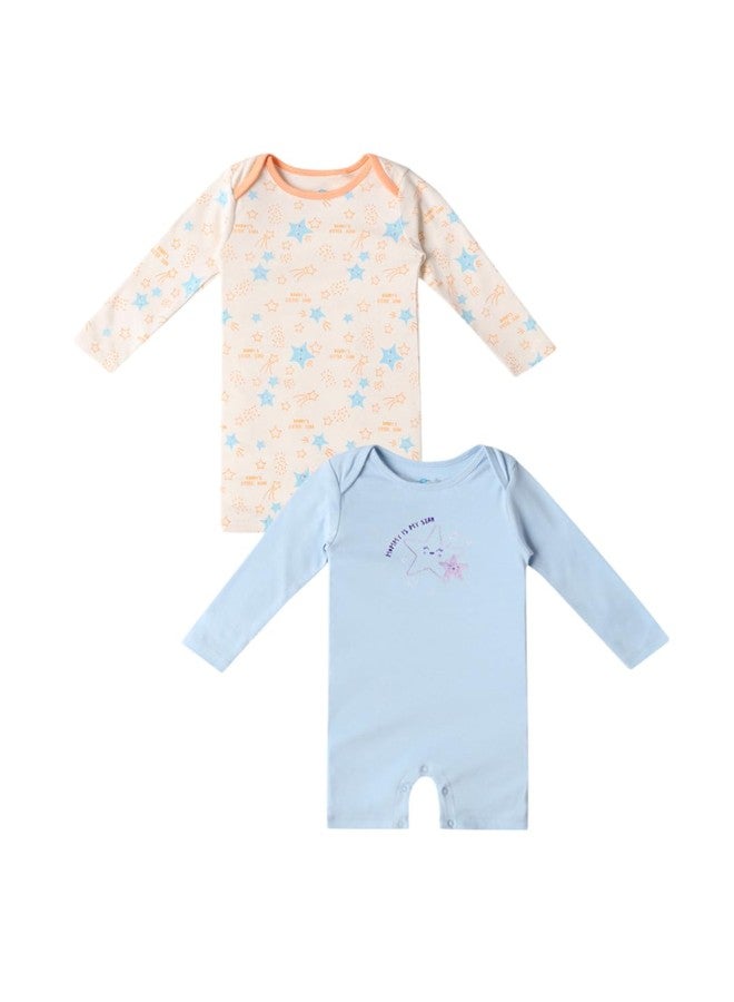 Nautinati Infants Soft Pure Cotton Printed Rompers With Snap Buttons| Packs | Age 0-2Years - Image 1