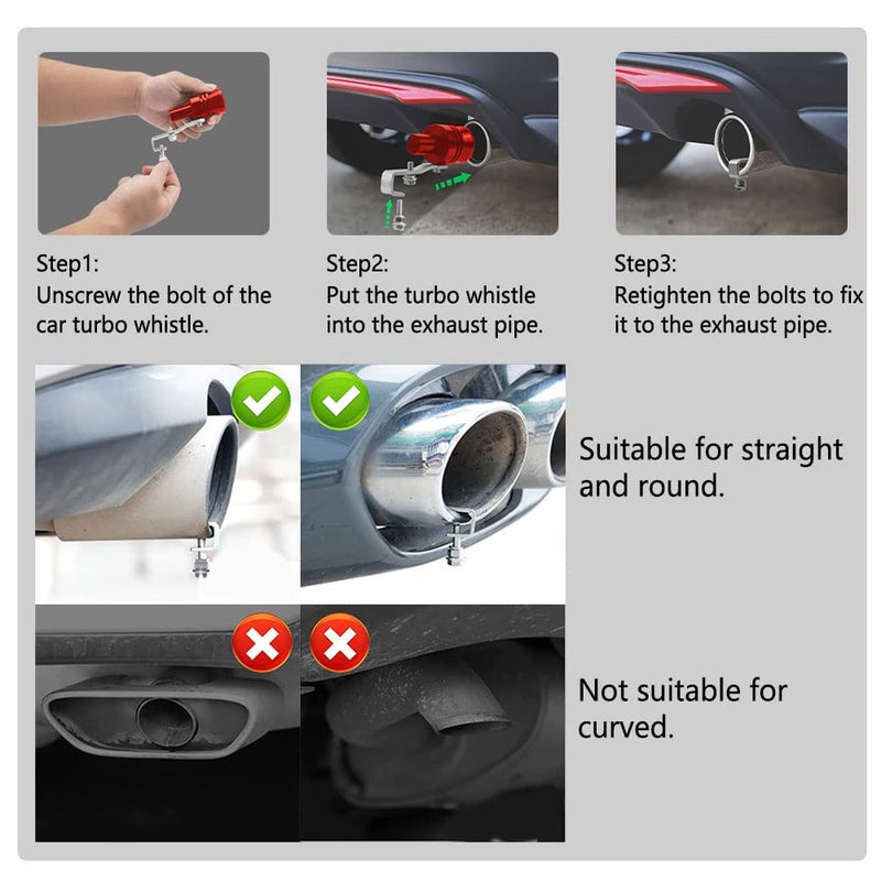 Middrivr 2PCS Car Turbo Whistle, Aluminum Alloy Universal Turbo Whistle, XL Size Aluminum Alloy Universal Turbo Sound Exhaust Muffler Pipe Whistle Car Roar Make (Red) - Image 4