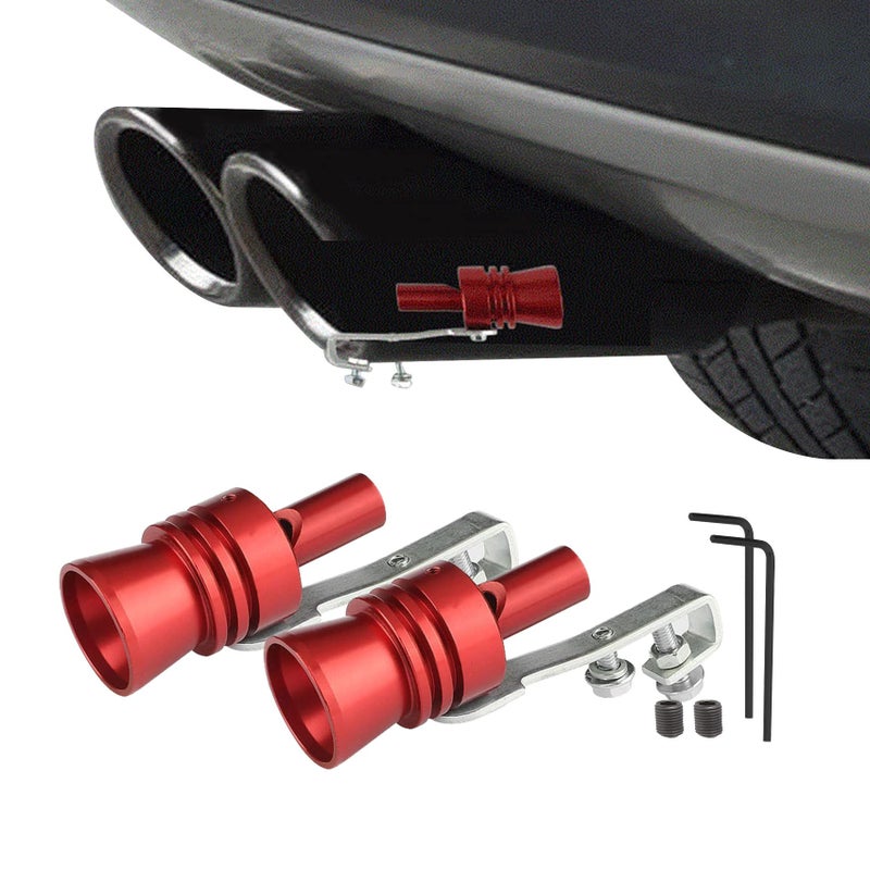 Middrivr 2PCS Car Turbo Whistle, Aluminum Alloy Universal Turbo Whistle, XL Size Aluminum Alloy Universal Turbo Sound Exhaust Muffler Pipe Whistle Car Roar Make (Red) - Image 1
