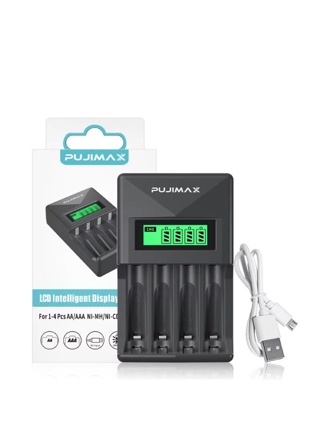 Pujimax 4-Slot Intelligent Battery Charger for AA and AAA Batteries - Image 4