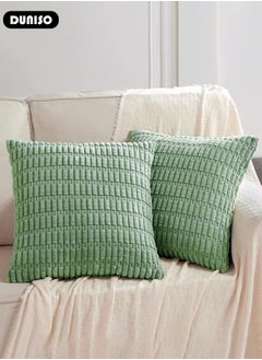 DUNISO 2 Pack Corduroy Throw Pillow Covers, Fall Decorative Solid Square Cushion Case Pillow Cases Set Cozy Neutral Farmhouse Pillow Case  for Couch Sofa Bedroom Car Living Room  - Image 5