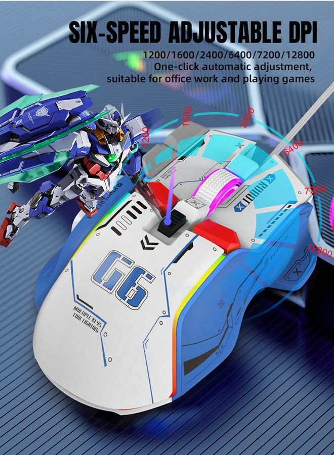 Rock Pow Wired Mouse 10 Button 12800 DPI Rgb Backlit Hollow Honeycomb Gaming Mice For PC and Computer Gamer - Image 3