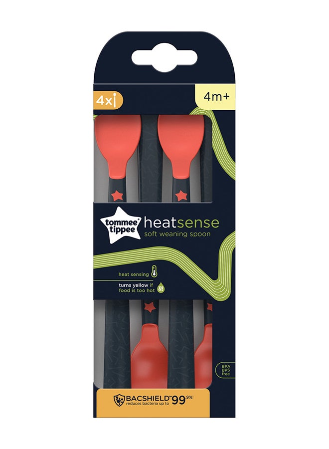 tommee tippee Heat Sense Weaning Spoons with BACSHIELD Antibacterial Technology and Long Anti-Slip Handles, 4m+, Pack of 4 - Image 3