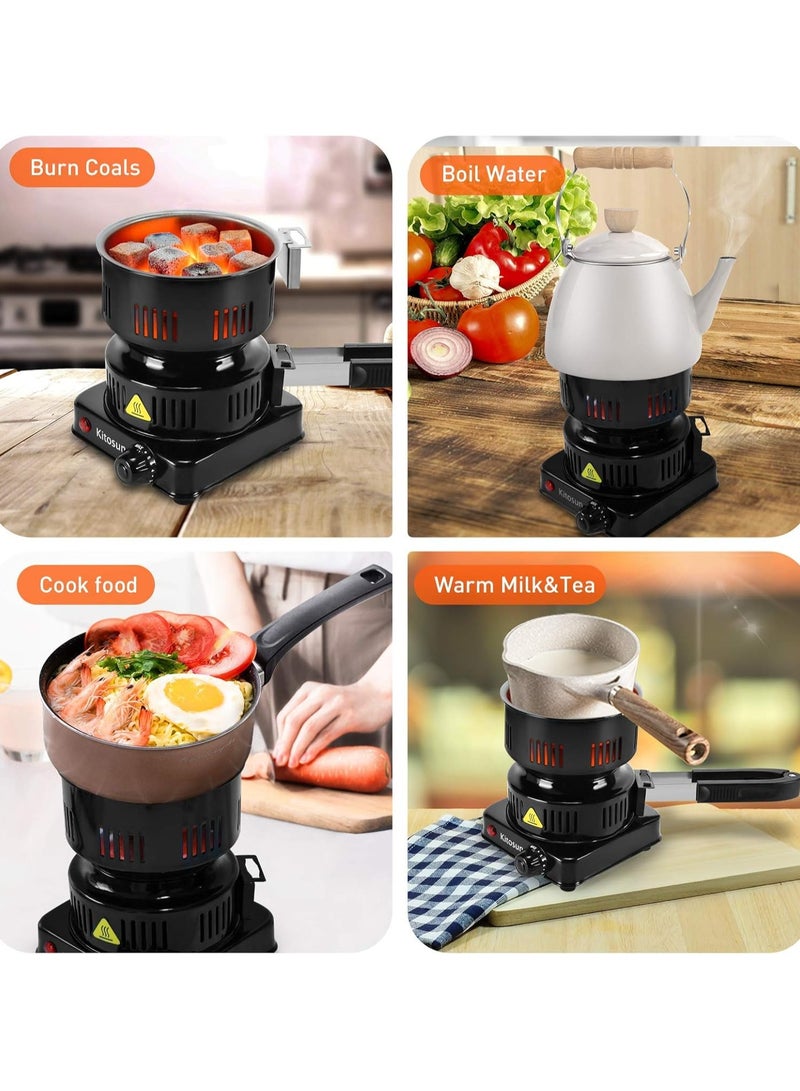 موقد كهربائي متعدد الوظائف وبشعلة نار واحدة- مناسب للشواء، الغلاية، لاشعال النار والفحم، مطلي بالبورسلين مع مقبض قابل للازالة - Image 5