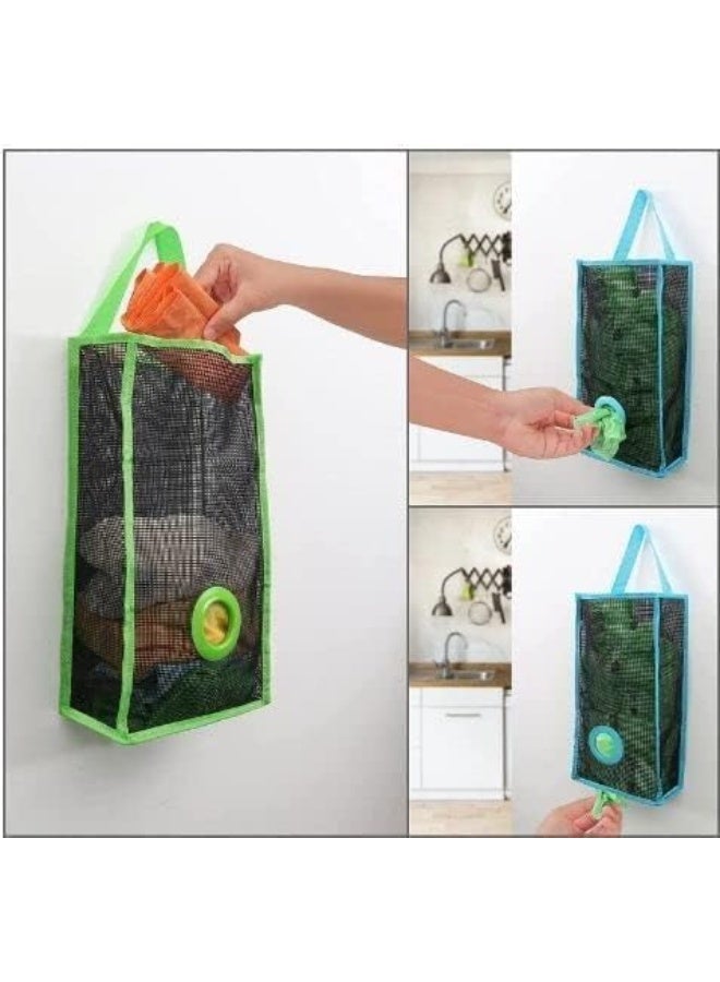 Foldable Plastic Bag Holder – Hanging Mesh Garbage & Grocery Bag Organizer for Kitchen, Bathroom & Travel – Transparent Reusable Storage for Trash Bags, Shopping Bags, and Household Organization - Image 1