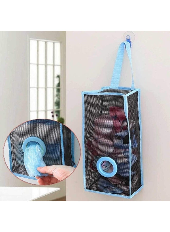 Foldable Plastic Bag Holder – Hanging Mesh Garbage & Grocery Bag Organizer for Kitchen, Bathroom & Travel – Transparent Reusable Storage for Trash Bags, Shopping Bags, and Household Organization - Image 3