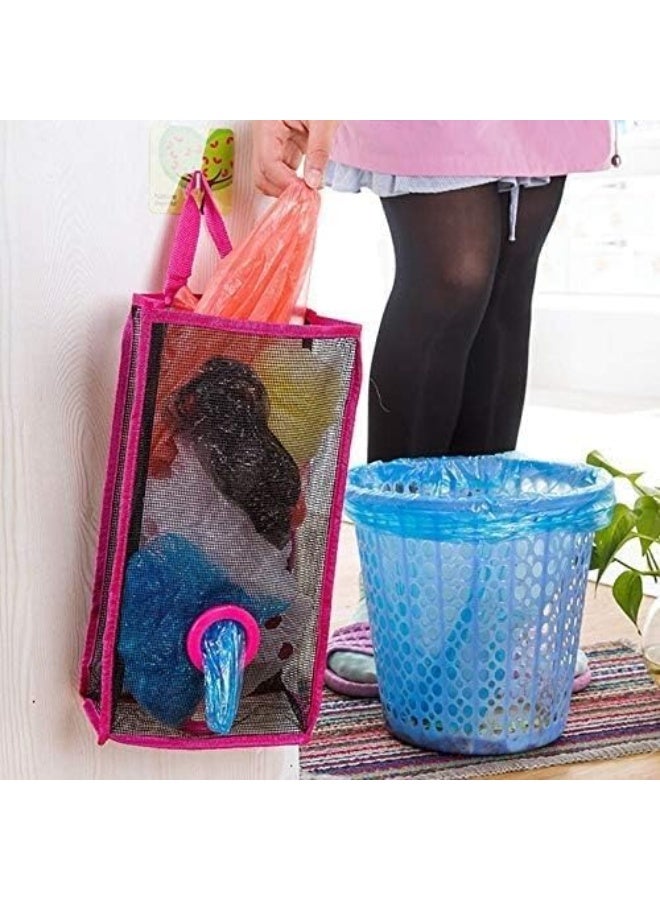 Foldable Plastic Bag Holder – Hanging Mesh Garbage & Grocery Bag Organizer for Kitchen, Bathroom & Travel – Transparent Reusable Storage for Trash Bags, Shopping Bags, and Household Organization - Image 4