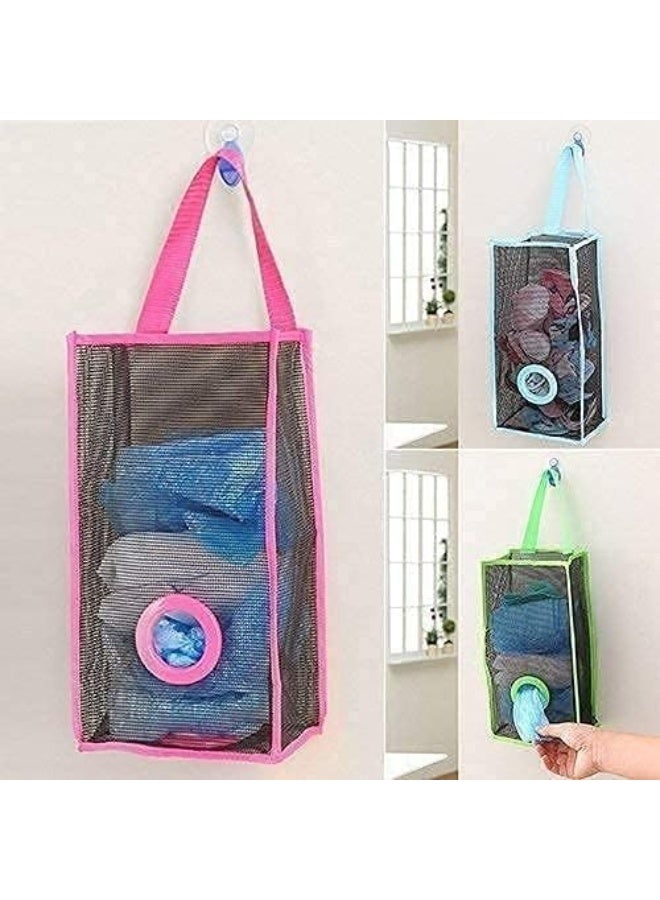 Foldable Plastic Bag Holder – Hanging Mesh Garbage & Grocery Bag Organizer for Kitchen, Bathroom & Travel – Transparent Reusable Storage for Trash Bags, Shopping Bags, and Household Organization - Image 5