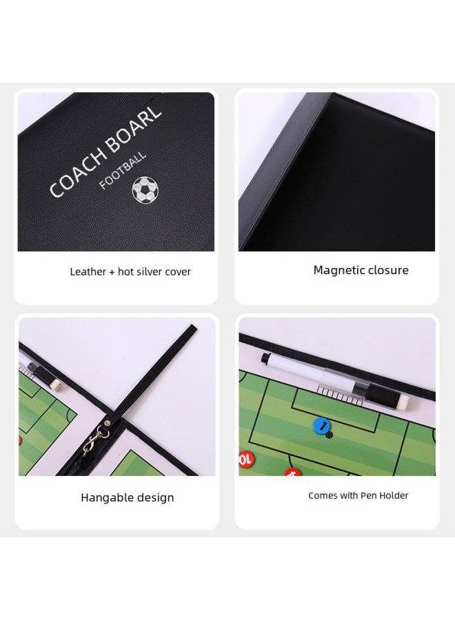 Generic Football Tactical Board Folding Basketball Coach Board Leather Folding Teaching Board Magnetic Wipe Board Command-Specifications:Handball Zipper (magnetic Sheet + Pen) - Image 4