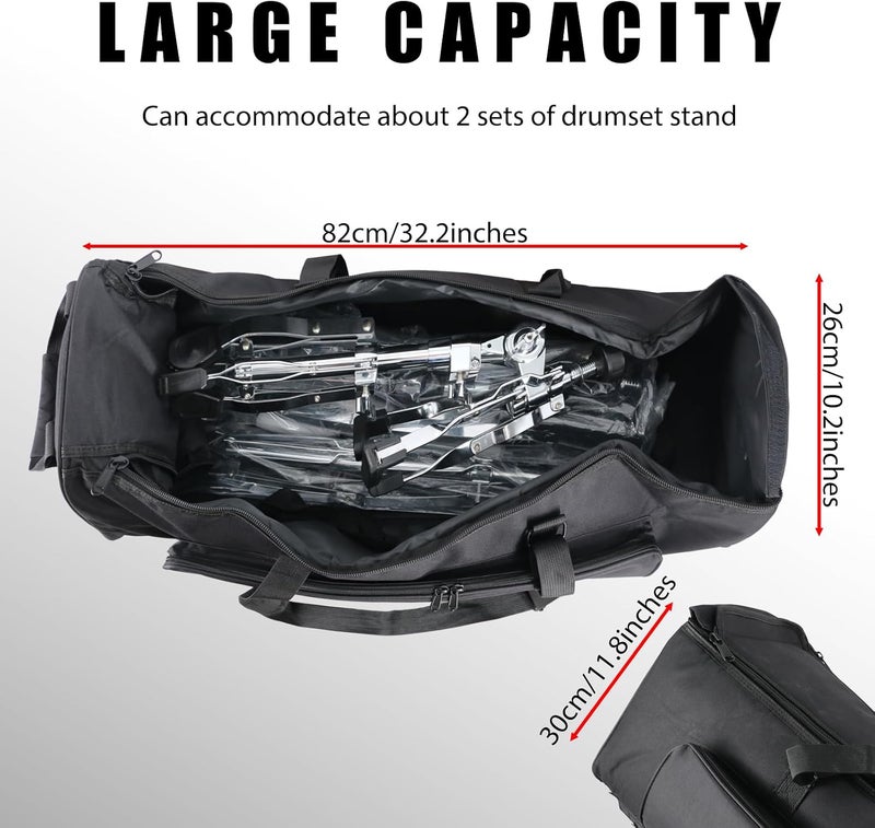 EASTROCK Drum Hardware Bag with Wheels - Black Drum Stand Accessory Bag with Removable Shoulder Strap - Image 3