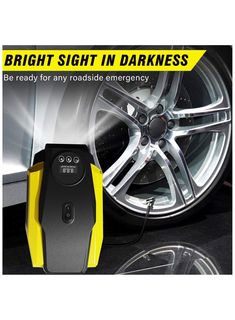 مضخة هواء لإطارات السيارات، ضاغط هواء رقمي بجهد 12 فولت، مضخة هواء صغيرة لإطارات السيارات مع 3 ملحقات فوهة ومصباح LED لإطارات السيارات والدراجات الهوائية وغيرها من الأغراض القابلة للنفخ. - Image 4