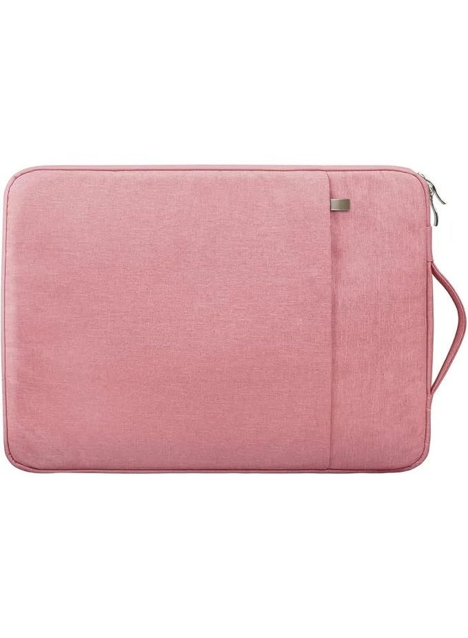 Waterproof Polyester Laptop Sleeve Case with Handle – 13.3 Inch Protective Laptop Carrying Bag, Soft Padded Computer Sleeve with Zipper & Accessory Pocket, Pink - Image 2