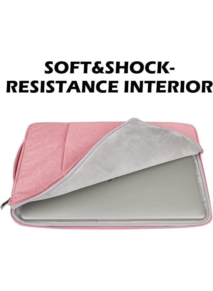 Waterproof Polyester Laptop Sleeve Case with Handle – 13.3 Inch Protective Laptop Carrying Bag, Soft Padded Computer Sleeve with Zipper & Accessory Pocket, Pink - Image 4