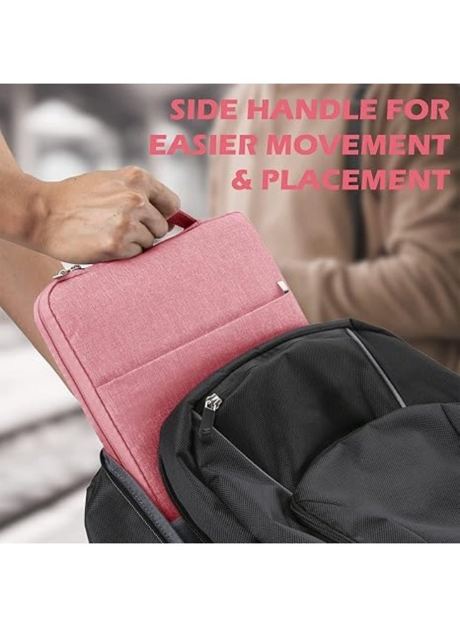 Waterproof Polyester Laptop Sleeve Case with Handle – 13.3 Inch Protective Laptop Carrying Bag, Soft Padded Computer Sleeve with Zipper & Accessory Pocket, Pink - Image 5