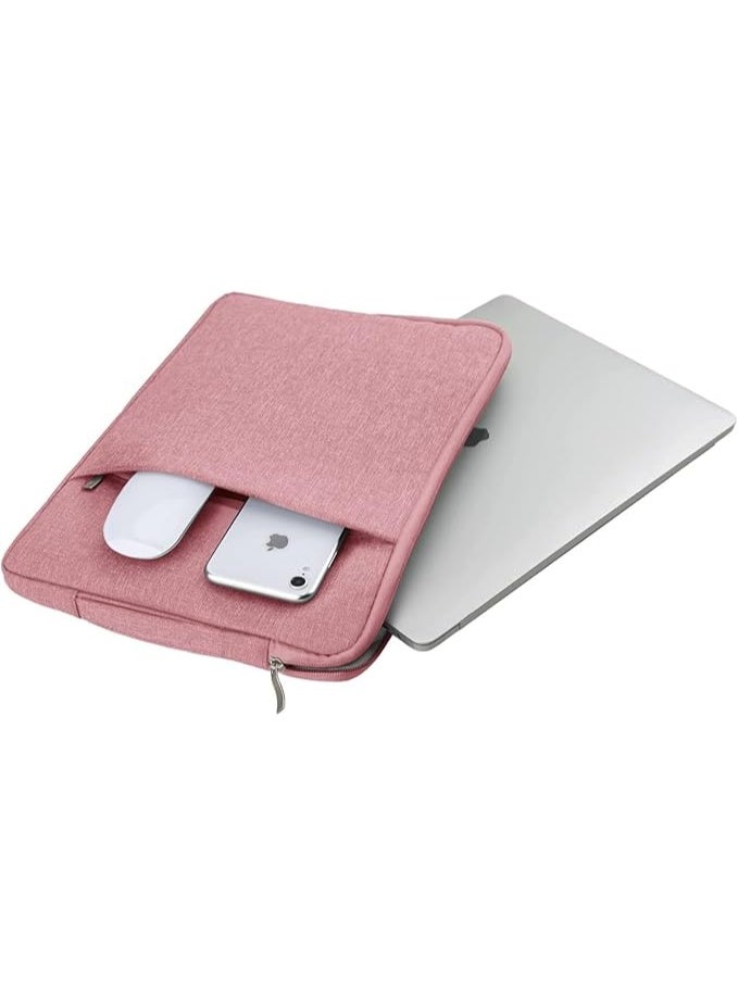 Waterproof Polyester Laptop Sleeve Case with Handle – 13.3 Inch Protective Laptop Carrying Bag, Soft Padded Computer Sleeve with Zipper & Accessory Pocket, Pink - Image 3