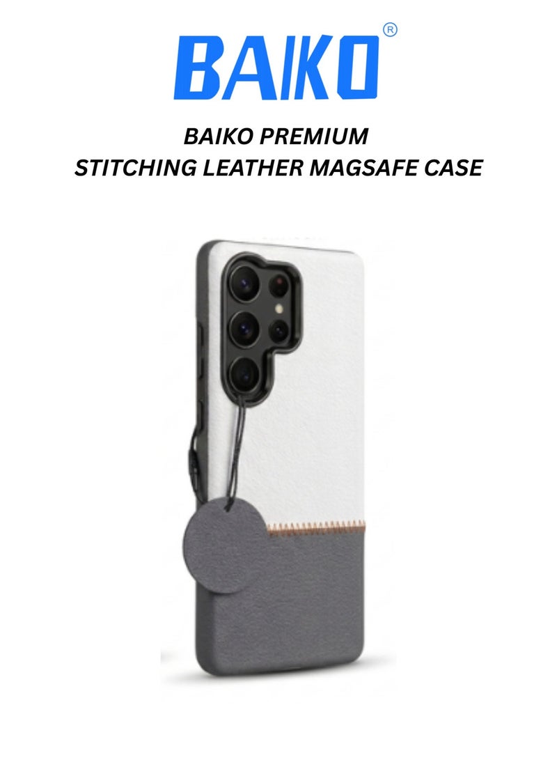 BAIKO Premium Stitching Leather MagSafe Case for Samsung S Series – Shockproof Slim Protective Cover with Strong Magnetic Charging Support, Smart Elegant Design - Image 1