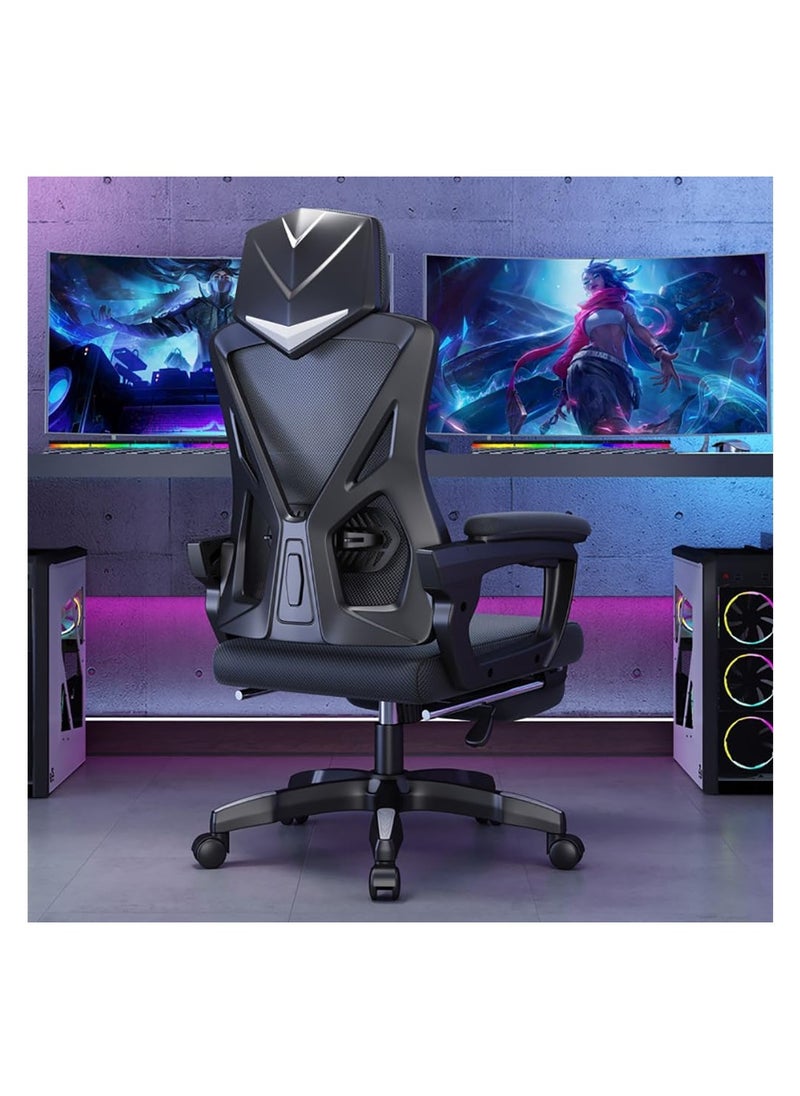 Generic Ergonomic Office Chair, Height and Backrest Adjustable Desk Chair with Lumbar Support and Footrest for Work, Study and Gaming, Swivel Computer Chair for Home Office, Z1 (Black)  - Image 3