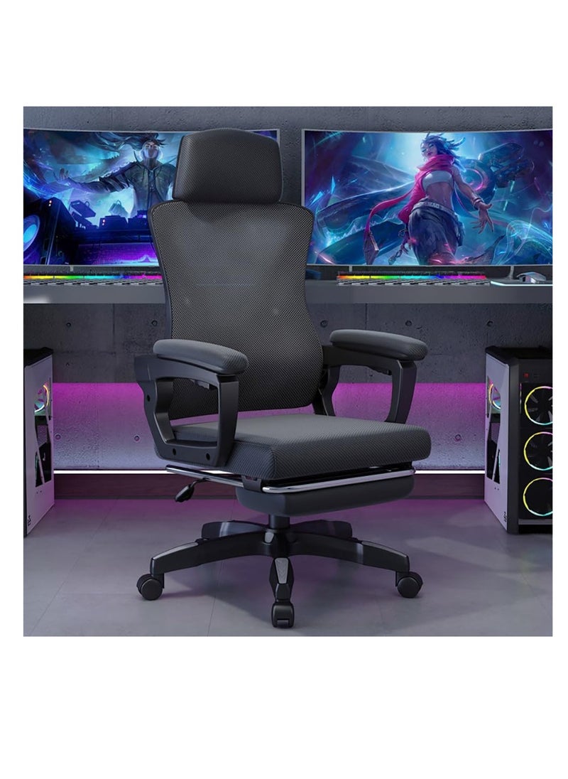 Generic Ergonomic Office Chair, Height and Backrest Adjustable Desk Chair with Lumbar Support and Footrest for Work, Study and Gaming, Swivel Computer Chair for Home Office, Z1 (Black)  - Image 1