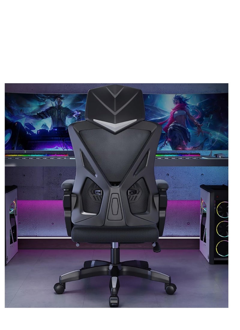 Generic Ergonomic Office Chair, Height and Backrest Adjustable Desk Chair with Lumbar Support and Footrest for Work, Study and Gaming, Swivel Computer Chair for Home Office, Z1 (Black)  - Image 4