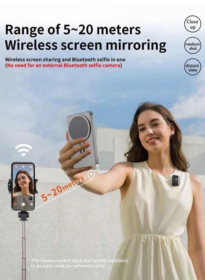 تيليسن شاشة مغناطيسية لتسجيل فيديوهات السيلفي، تسجيل لاسلكي بدقة 1080 بكسل، شاشة كاميرا خلفية مع جهاز تحكم عن بعد بتقنية البلوتوث، لبث فيديوهات السيلفي مباشرةً، متوافقة مع أجهزة آيفون وأندرويد - Image 4