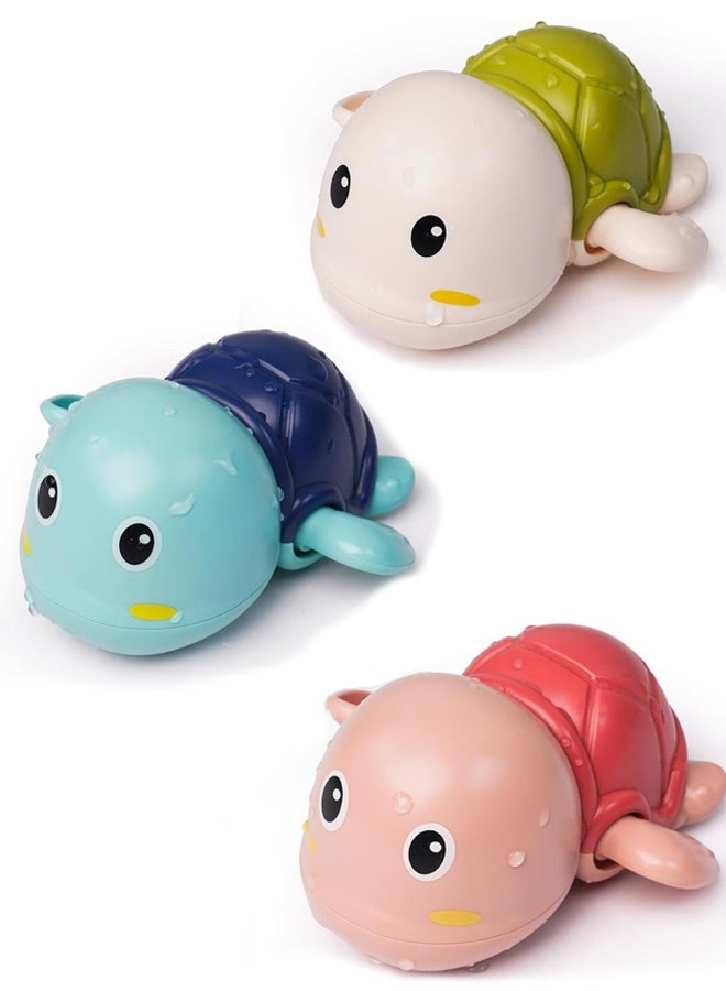 Baby Bath Toys, Wind up Swimming Turtle Toys for Toddlers, Floating Water Bathtub Shower Toys, Bathroom Pool Play Sets Fun Bathtime Gift for Kids Infants Boys Girls (3 Pack) - Image 1