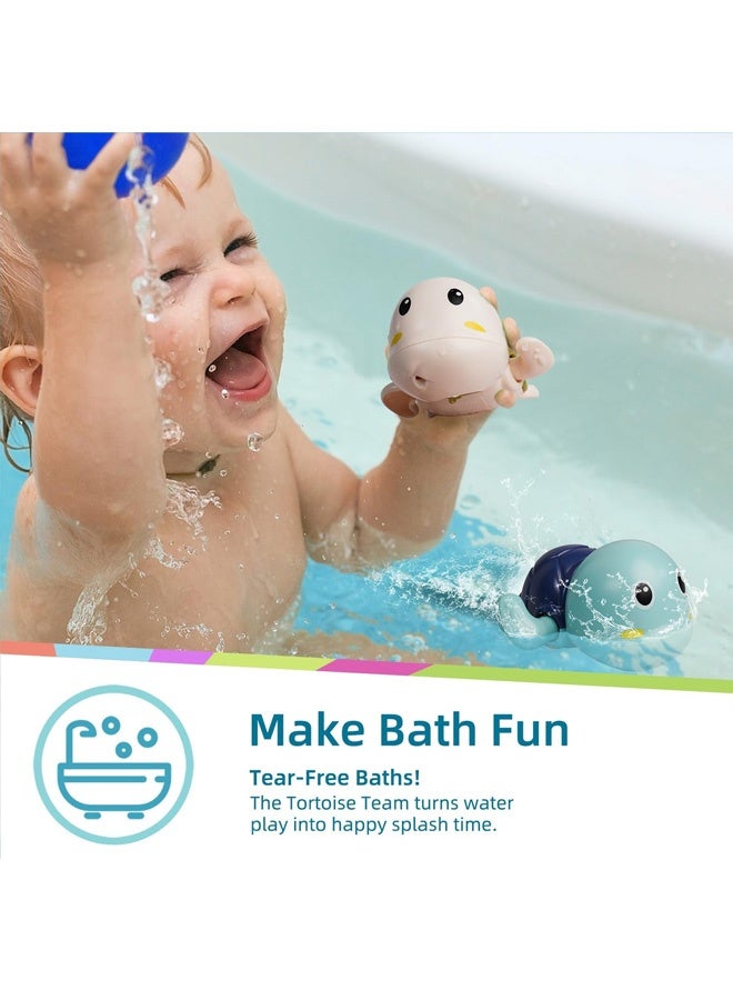 Baby Bath Toys, Wind up Swimming Turtle Toys for Toddlers, Floating Water Bathtub Shower Toys, Bathroom Pool Play Sets Fun Bathtime Gift for Kids Infants Boys Girls (3 Pack) - Image 3