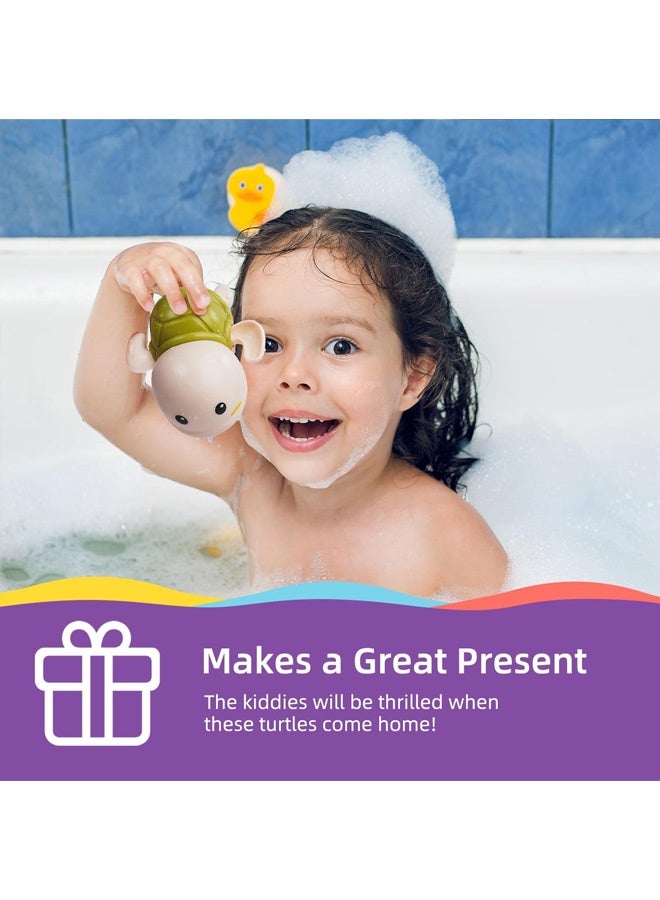 Baby Bath Toys, Wind up Swimming Turtle Toys for Toddlers, Floating Water Bathtub Shower Toys, Bathroom Pool Play Sets Fun Bathtime Gift for Kids Infants Boys Girls (3 Pack) - Image 4