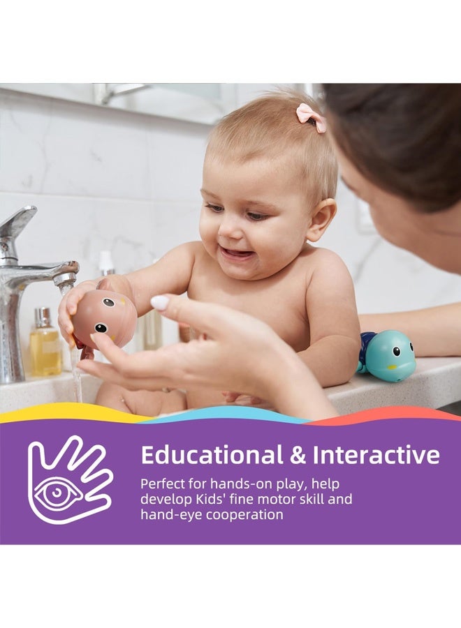 Baby Bath Toys, Wind up Swimming Turtle Toys for Toddlers, Floating Water Bathtub Shower Toys, Bathroom Pool Play Sets Fun Bathtime Gift for Kids Infants Boys Girls (3 Pack) - Image 2