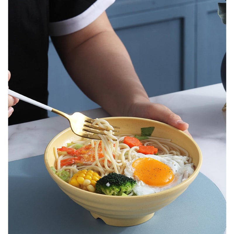 Clovis Bowls for Kitchen - Wheat Straw Bowl, Unbreakable Lightweight Bowls Set Microwave and Dishwasher Safe, Reusable Bouwl for Serving Soup,Ramen,Salad (Yellow, 21 x 8.5 CM, Pack of 2) - Image 3