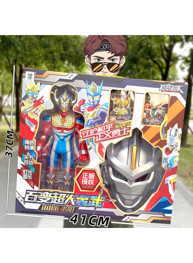 Training Institutions To ReThe Big Gift Chinese Superman Hero Transformer Boy Ott Toy Kindergarten Gift-Color:Large Sound And Light Superman + Mask Set  199 - Image 1